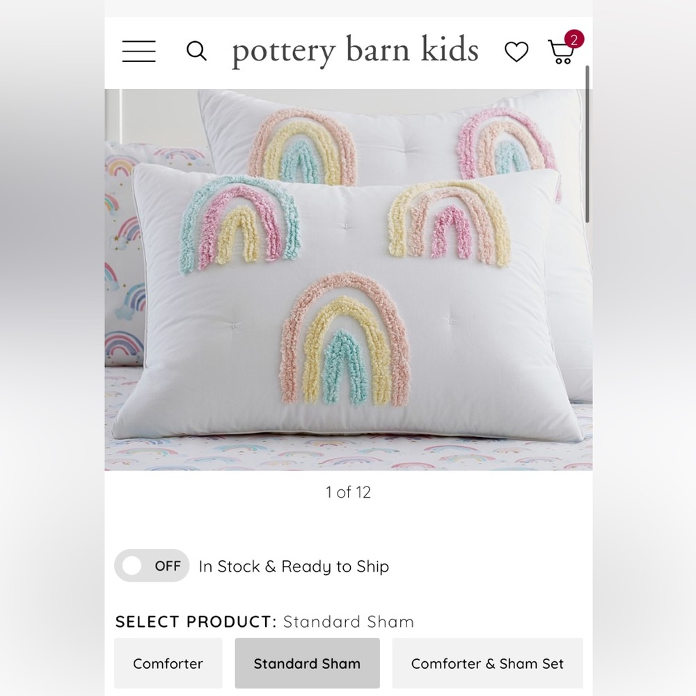Pottery Barn Kids rainbow shams